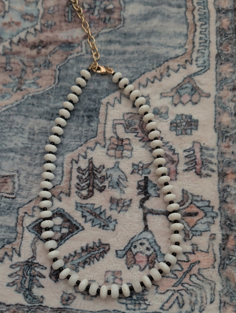 Nordstrom White Bead Necklace with Gold Chain Accent